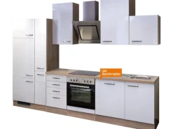 Flex-Well Exclusiv Küchenzeile Valero 310 cm Hochglanz Weiß-Sonoma Eiche