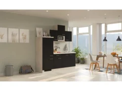 Flex-Well Exclusiv Küchenzeile Lara 210 cm Anthrazit - San Remo Eiche