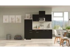 Flex-Well Exclusiv Küchenzeile Lara 210 cm Anthrazit - San Remo Eiche