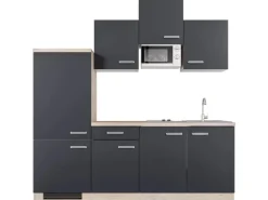 Flex-Well Exclusiv Küchenzeile Lara 210 cm Anthrazit - San Remo Eiche