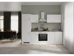 Flex-Well Exclusiv Küchenzeile Joelina 270 cm Weiß matt - Beton Grau