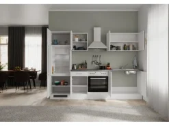 Flex-Well Exclusiv Küchenzeile Joelina 270 cm Weiß matt - Beton Grau