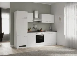 Flex-Well Exclusiv Küchenzeile Joelina 270 cm Weiß matt - Beton Grau