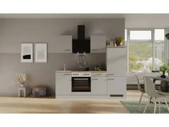 Flex-Well Exclusiv Küchenzeile 1706-005 Lund 220 cm Lichtgrau glänzend-Rauchgrau