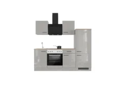 Flex-Well Exclusiv Küchenzeile 1706-005 Lund 220 cm Lichtgrau glänzend-Rauchgrau