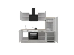 Flex-Well Exclusiv Küchenzeile 1706-005 Lund 220 cm Lichtgrau glänzend-Rauchgrau