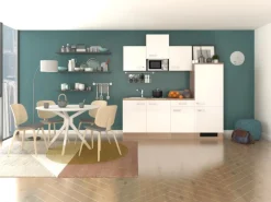 Flex-Well Exclusiv Küchenzeile Valero 210 cm Hochglanz Weiß - Sonoma Eiche