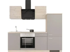 Flex-Well Exclusiv Küchenzeile Arizona 220 cm Quarz Cubanit - San Remo Eiche