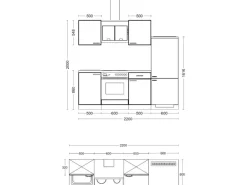 Flex-Well Exclusiv Küchenzeile Arizona 220 cm Quarz Cubanit - San Remo Eiche