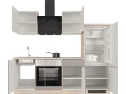 Flex-Well Exclusiv Küchenzeile Arizona 220 cm Quarz Cubanit - San Remo Eiche