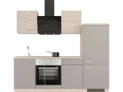 Flex-Well Exclusiv Küchenzeile Arizona 220 cm Quarz Cubanit - San Remo Eiche