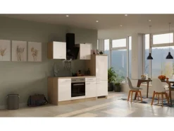 Flex-Well Exclusiv Küchenzeile Orlando 220 cm Kaschmir Glanz - Sonoma Eiche