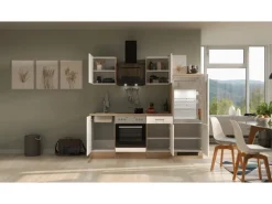 Flex-Well Exclusiv Küchenzeile Orlando 220 cm Kaschmir Glanz - Sonoma Eiche