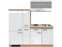 Flex-Well Exclusiv Küchenzeile Valero 190 cm Hochglanz Weiß-Sonoma Eiche