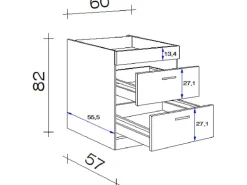 Flex-Well Exclusiv Kochstellenschrank Lara 60cm ohne Arbeitsplatte Anthra. -