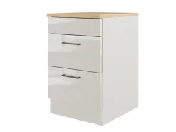 Flex-Well Exclusiv Kochstellenunterschrank Lund 60cm Lichtgrau glanz-Rauchgrau