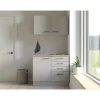 Flex-Well Exclusiv Miniküche Lund 100 cm Lichtgrau glänzend-Rauchgrau