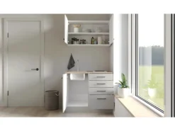 Flex-Well Exclusiv Miniküche Lund 100 cm Lichtgrau glänzend-Rauchgrau