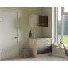 Flex-Well Exclusiv Miniküche Morena 100 cm Basaltgrau matt - San Remo Eiche