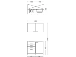 Flex-Well Exclusiv Miniküche Lara 100 cm Anthrazit - San Remo Eiche
