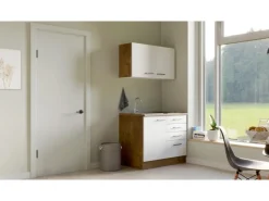 Flex-Well Exclusiv Miniküche Vintea 100 cm Magnolia matt - Lancelot Oak