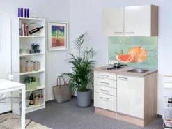 Flex-Well Exclusiv Miniküche Orlando 100 cm Kaschmir Glanz-Sonoma Eiche