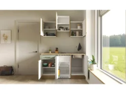 Flex-Well Exclusiv Singleküche Cara 150 cm Schilfgrün matt - Artisan Eiche