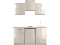 Flex-Well Exclusiv Singleküche Orlando 150 cm Kaschmir Glanz - Sonoma Eiche