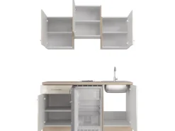 Flex-Well Exclusiv Singleküche Orlando 150 cm Kaschmir Glanz - Sonoma Eiche