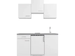 Flex-Well Exclusiv Singleküche Joelina 150 cm Weiß matt - Beton Grau