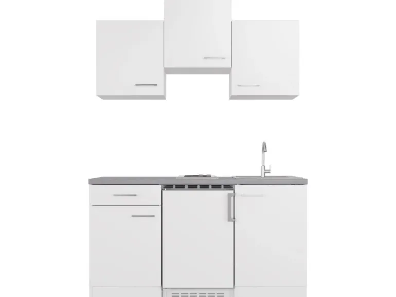 Flex-Well Exclusiv Singleküche Joelina 150 cm Weiß matt - Beton Grau