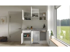 Flex-Well Exclusiv Singleküche Joelina 150 cm Weiß matt - Beton Grau