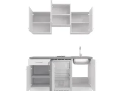 Flex-Well Exclusiv Singleküche Joelina 150 cm Weiß matt - Beton Grau