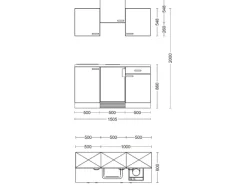 Flex-Well Exclusiv Singleküche Lara 150 cm Anthrazit - San Remo Eiche
