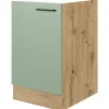 Flex-Well Exclusiv Spülenschrank SPU 50 Cara 50 cm Schilfgrün matt-Artisan Eiche