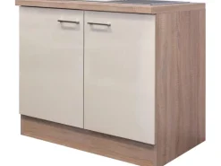 Flex-Well Exclusiv Spülenunterschrank Orlando 100 cm Kaschmir Glanz-Sonoma Eiche