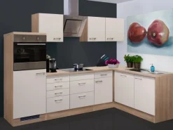 Flex-Well Exclusiv Winkelküche Orlando 280x170 cm Kaschmir Glanz-Sonoma Eiche