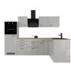 Flex-Well Exclusiv Winkelküche Lund 280 x 170 cm Lichtgrau glänzend-Rauchgrau