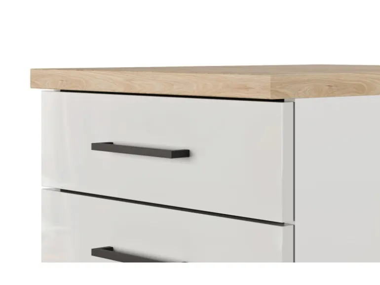 Flex-Well Exclusiv Winkelküche Lund 280 x 170 cm Lichtgrau glänzend-Rauchgrau