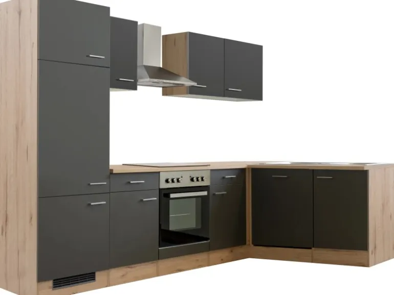 Flex-Well Exclusiv Winkelküche Morena 280x170 cm Basaltgrau matt-San Remo Eiche