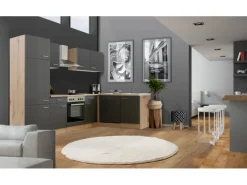 Flex-Well Exclusiv Winkelküche Morena 280x170 cm Basaltgrau matt-San Remo Eiche