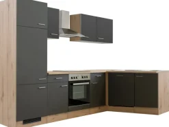 Flex-Well Exclusiv Winkelküche Morena 280x170 cm Basaltgrau matt-San Remo Eiche