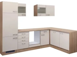 Flex-Well Exclusiv Winkelküche Orlando 280 cm ohne E-Geräte Kaschmir Glanz