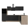 Flex-Well Exclusiv Winkelküche Capri 280 x 170 cm Schwarz Matt-Endgrain Oak
