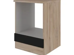 Flex-Well Küchen-Herdumbauschrank Capri 60 cm Schwarz Matt-Endgrain Oak