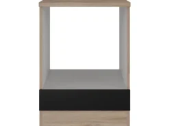 Flex-Well Küchen-Herdumbauschrank Capri 60 cm Schwarz Matt-Endgrain Oak