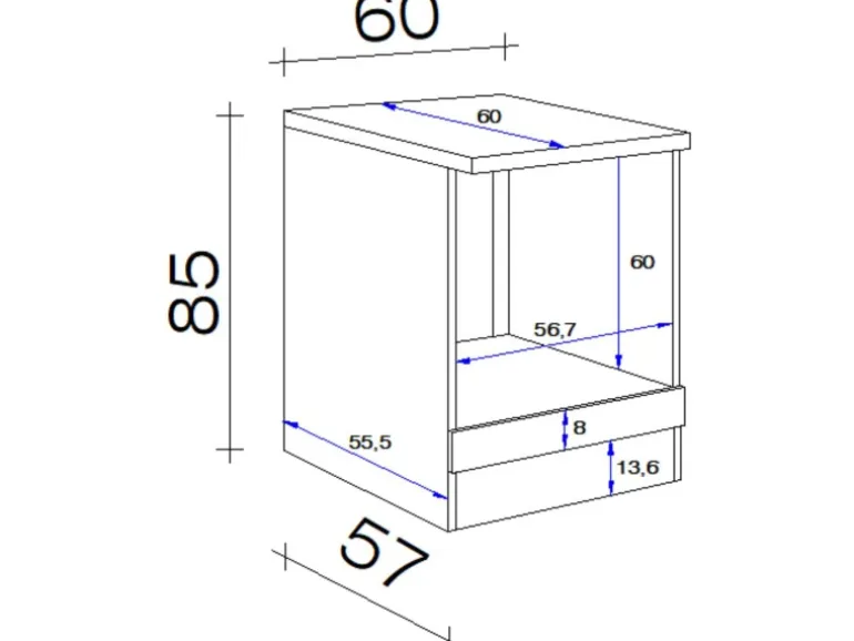 Flex-Well Küchen-Herdumbauschrank mit Arbeitsplatte Lucca 60 cm