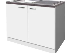 Flex-Well Küchen-Spülenunterschrank inkl. Einbauspüle und Arbeitsplatte Lucca