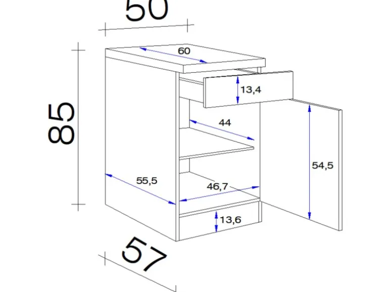 Flex-Well Küchen-Unterschrank mit Arbeitsplatte Lucca 50 cm
