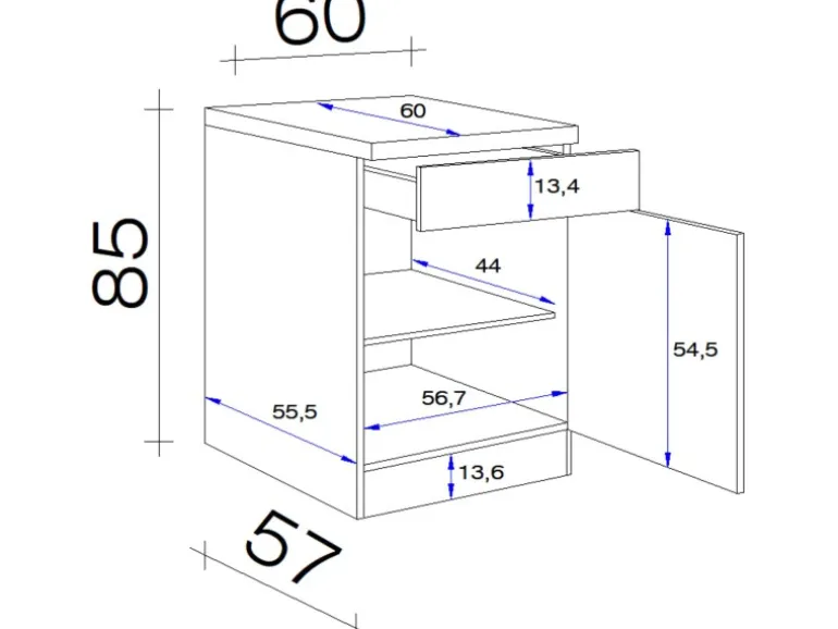 Flex-Well Küchen-Unterschrank mit Arbeitsplatte Lucca 60 cm